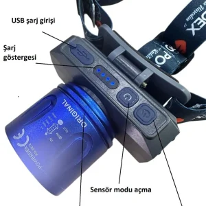 Powerdex PD-2072 15W Sensörlü Şarjlı ve Zoomlu Kafa Lambası